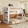Twin over Full Bunk Bed with Shelf and LED