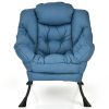 Modern Polyester Fabric Lazy Chair with Steel Frame and Side Pocket