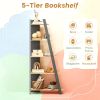 Modern 5-Tier Bookshelf Narrow Vertical Display Shelf for Small Space Saving Design with Open Shelves
