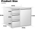 Outdoor Kitchen Drawer Combo,BBQ Triple Drawer & Trash Drawer Combo Stainless Steel for BBQ Island,Grilling Station