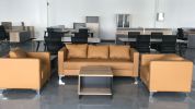 New design yellow durable leather sofa set modern living room furniture sofa