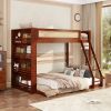 Twin over Full Bunk Bed with Shelf and LED