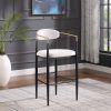 Barstools Set of 2, Upholstered Bar Stools with Backs and Iron Legs for Kitchen Island, Beige Fabric Seating 260LBS Weight Capacity