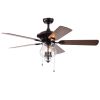Topher 52-Inch 5-Blade Antique Bronze Lighted Ceiling Fans with Clear Glass Shade (Optional Remote Control)