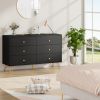 6 Drawer Dresser For Bedroom, Storage Cabinet With Golden Handles, Modern Closet Of Drawers For Living Room