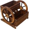Wooden Wagon Planter Box, Garden Planter with Wheels,Decorative Planter for Flowers Herbs Vegetables for Indoor & Outdoor DÃƒÂ©cor