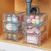 4 Pack Stackable Storage Drawers,Clear Acrylic Drawer Organizers with Handles, Easily Assemble for Fridge, Bathroom,Kitchen Undersink,Cabinet