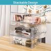 2 Pack Large Stackable Storage Drawers,Easily Assemble Clear Acrylic Bathroom Closet Undersink Organizers,Plastic Storage Bins for Cabinet