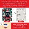Pug Christmas Porcelain Ornament Christmas Tree Hanging Decorations for Home Christmas Holiday, Rectangle, Gift, Multicolor