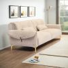 Luxurious Comfy 3-Seater Sofa with Cushions and Gold Legs