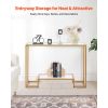 2-Tier Glass Console Table, Modern Rectangle Sofa Side Table with Tempered Glass Top and Iron Legs