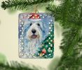 Old English Sheepdog Christmas Porcelain Ornament Christmas Tree Hanging Decorations for Home Christmas Holiday, Rectangle, Gift, Multicolor