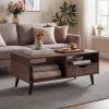 Coffee Table with Storage Rustic Rectangle Center Table Anti-slip Feet for Living Rooms, Lounges, Offices, or Even Bedrooms