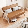 Loveseat Sofa for Small Spaces with Throw Pillows Rubber Wood Frame Padded Seat