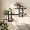Floating Shelves, 15 Inch Wall Shelf Set of 2, Wall Mounted Storage Shelves 2-Tier, Hanging Bathroom Shelves, for Living Room, Bedroom, Bathroom
