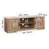 59 in. Wood Black Oak TV Stand with 2 Storage Cabinets