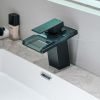 Waterfall showerhead LED bathroom faucet, single handle bathroom sink sink faucet in Black