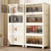 Foldable Stackable Storage Cabinet with Rolling Drawer Front Opening Design for Clothes Books and Accessories Space Saving Organizer for Closet Home O