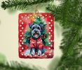 Schnauzer Christmas Porcelain Ornament Christmas Tree Hanging Decorations for Home Christmas Holiday, Rectangle, Gift, Multicolor