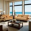 Luxurious Comfy 3-Seater Sofa with Cushions and Gold Legs
