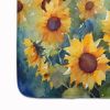 Sunflowers in Watercolor Memory Foam Kitchen Mat Machine Washable Anti-Fatigue Mat Cushion Comfort Bath Mat or Kitchen Rug