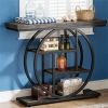 105cm Industrial Console Table 4-Tier Sofa Table Entrance Table with round Foot Modern Vintage Style Living Room Decor