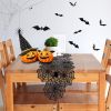 Halloween Decoration Table Runner with 12 Pack 3D Bats, Spider Web Black Lace Table Runner for Kitchen Dinner Table