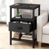 1/2 Pack Floating Nightstand with Charging Station, Wall Mounted Bedside Table with USB & Type-C Ports