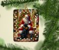 Labrador Retriever and Santa Claus Porcelain Ornament Christmas Tree Hanging Decorations for Home Christmas Holiday, Rectangle, Gift, Multicolor