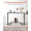 2-Tier Glass Console Table, Modern Rectangle Sofa Side Table with Tempered Glass Top and Iron Legs