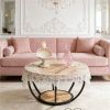 80 Cm round Coffee Table with 2 Shelves Industrial Living Room Table Modern Sofa Table with Storage Space