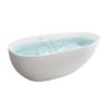 67 in. Solid Surface Freestanding Soaking Bathtub in Matte White