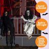 Halloween Decorations 2 Packs Hanging Ghosts Decor with Lighted Up Eyes, 3ft Scary Grim Reaper Swinging Skeleton Flying for Yard Patio Lawn Garden