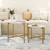 Round Coffee Table Set of 2 with Heavy-Duty Metal Frame