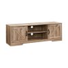 59 in. Wood Black Oak TV Stand with 2 Storage Cabinets