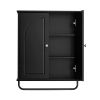 FRALIMK Over-the-Toilet Storage Cabinet with Towel Bar, White Bathroom Wall Cabinet with Arched Doors