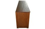 65 in. Wood Black Oak TV Stand with 6 Storage Shelves
