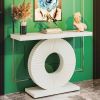 Modern Console Table 100 Cm Wooden Sofa Table with Geometric Base Elegant Home Decor Furniture