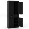 Kitchen Pantry Storage Cabinet with Doors Drawer and Adjustable Shelves