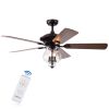 Topher 52-Inch 5-Blade Antique Bronze Lighted Ceiling Fans with Clear Glass Shade (Optional Remote Control)