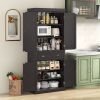 Kitchen Pantry Storage Cabinet with Doors Drawer and Adjustable Shelves