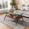 Coffee Table and End tables Set of 3, Tempered Glass Table with MDF layer, Modern Tables for Living Room , Transparent Glass