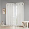 Floral Emb hed Cuff Tab Top Solid Curtain Panel(Only 1 Pc Panel)