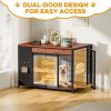 42-Inch Double Wide Wooden Double-Door Dog Crate Side Table Combo