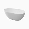 59 in. Solid Surface Freestanding Soaking Bathtub in Matte White
