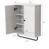 FRALIMK Over-the-Toilet Storage Cabinet with Towel Bar, White Bathroom Wall Cabinet with Arched Doors