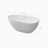 59 in. Solid Surface Freestanding Soaking Bathtub in Matte White