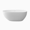59 in. Solid Surface Freestanding Soaking Bathtub in Matte White
