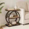 3-Story Industrial Sofa Side Table with round Metal Frame Coffee Table Vintage Style Living Room Decorative End Table