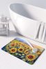 Sunflowers in Watercolor Memory Foam Kitchen Mat Machine Washable Anti-Fatigue Mat Cushion Comfort Bath Mat or Kitchen Rug